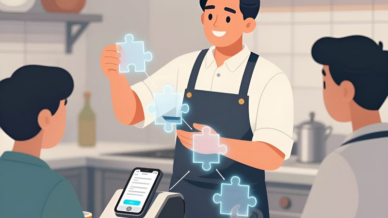 Менеджер и разработчик настраивают процесс, помогая внедрить чат-бота для заказов в ресторане